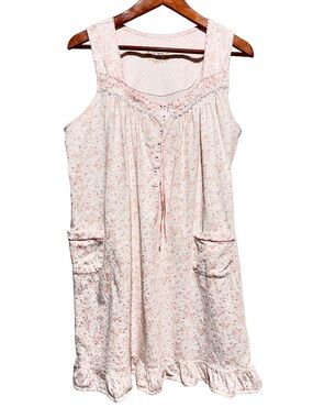 ARIA Floral Cottagecore Prairie Lace Pocket Sleep Dress Nightgown Coquette